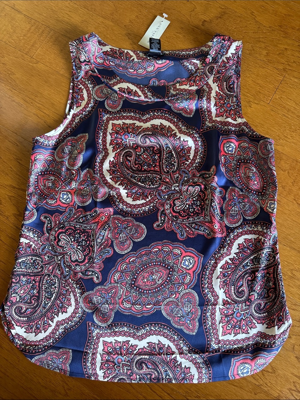 Ann Taylor Paisley Print Sleeveless Camisole - Navy & Coral